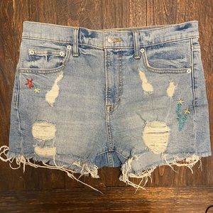 Gap Size 29 3 inch Unique Embroidered Ripped Raw Hem Denim Shorts